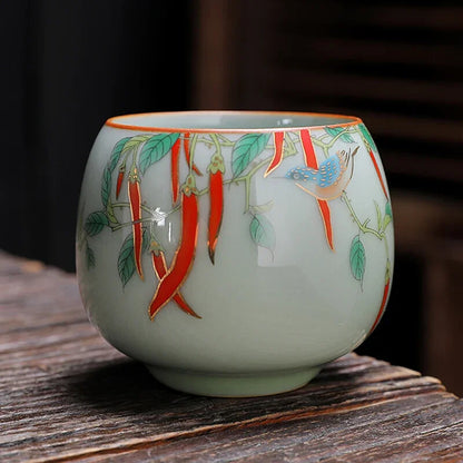 1pc Tea Accessories Kiln Restoring Ancient Ways Celadon Teacup Porcelain Chinese