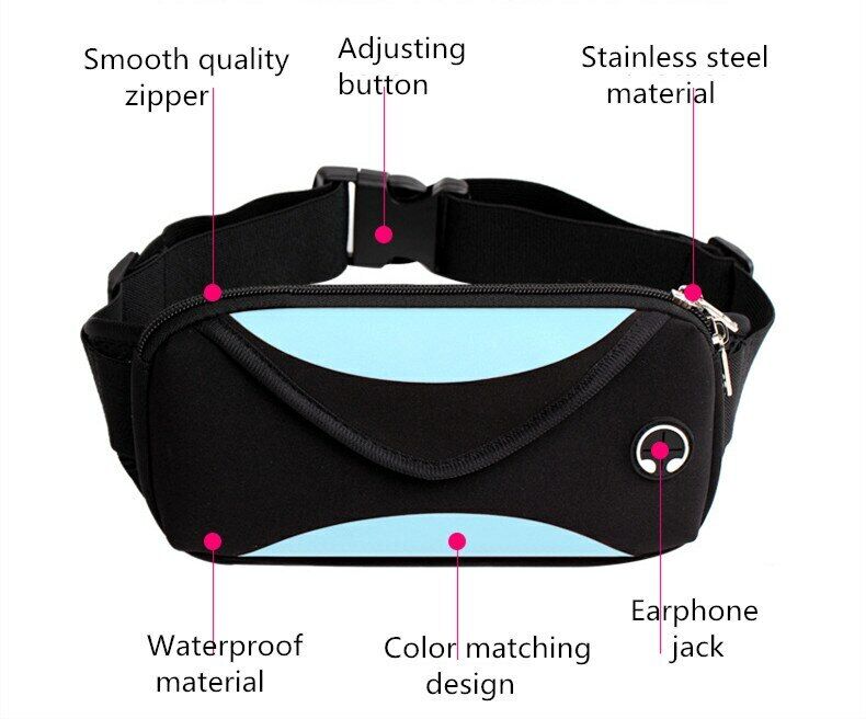 Waterproof Fanny Pack Men/women's Waist Pack Male Pouch Unisex Waist Bag Zip Bag