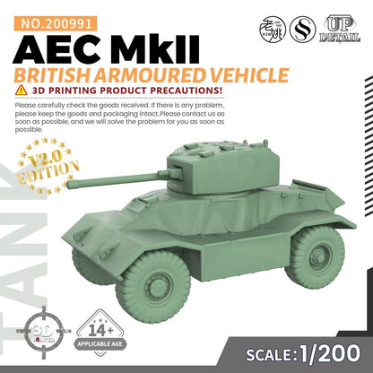 SSMODEL SS200991 1/200 Military Model Kit British AEC MkII Armoured Vehicle