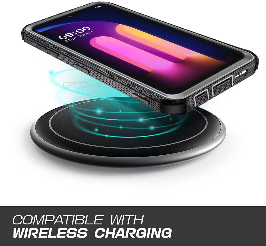 Case For LG V60 ThinQ 5G Clip Belt Stand Rubber Cover / Tempered Glass Protector