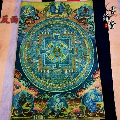 New Buddha Silk Embroidery Nepal Golden Silk Tangka Statue Tancheng Tangka