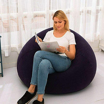 Large Sofa Inflatable Lounge Chair Bean Bag Outdoor Furniture Camping PVC Blue