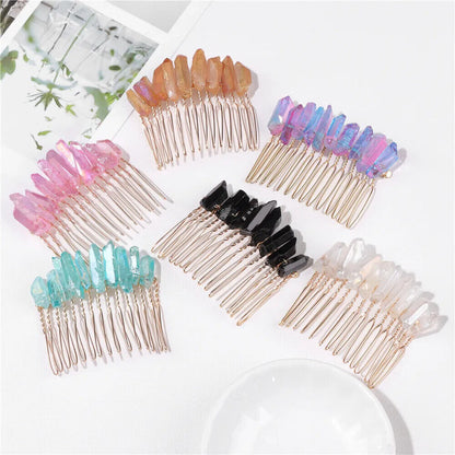 Women Hair Combs Irregular Healing Crystal For Bride Hairpin Wedding Accessories