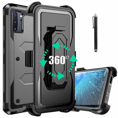 For Samsung Galaxy Note10+ Shockproof Case, w Belt Clip Stand Rugged Phone Cover