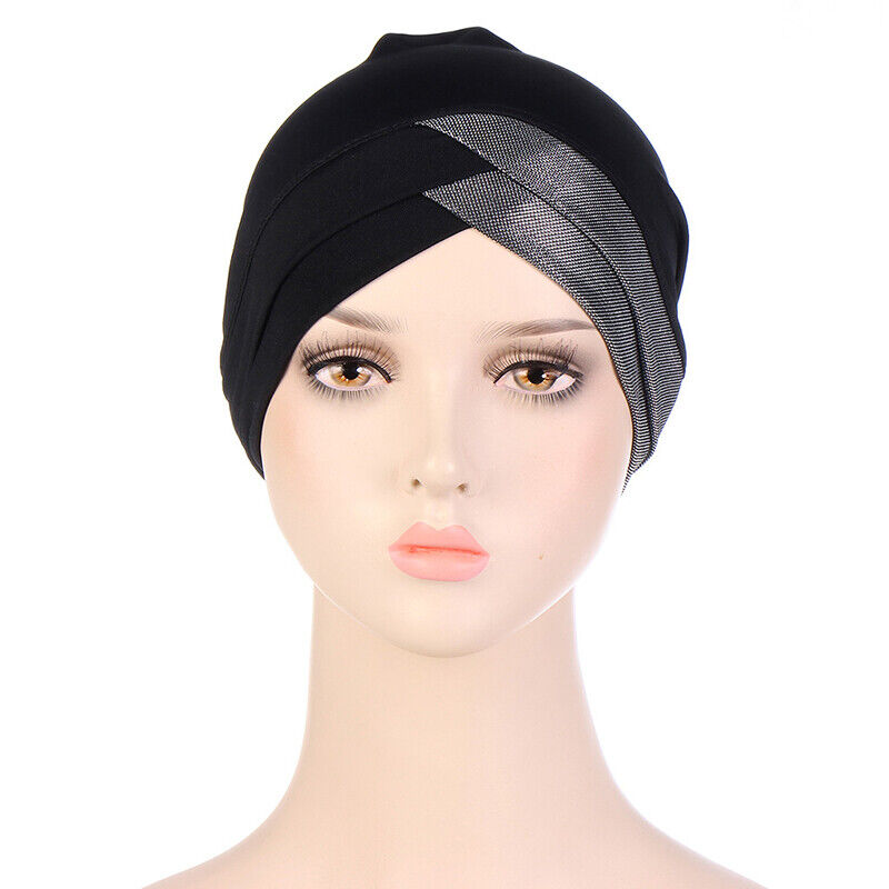 Women Stretch Forehead Cross Indian Hat Turban Hat Bottoming Hat Inner Hijab Cap