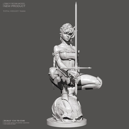 1/24 resin figure model Cross swordswoman Warrior Unassembled Unpainted