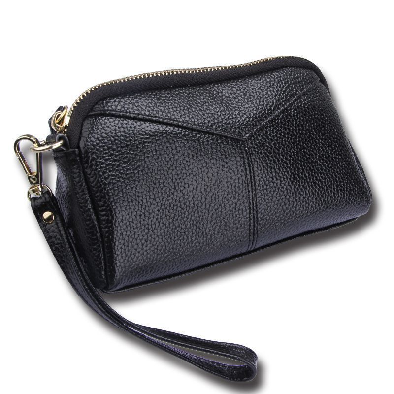 Cow Leather Women Day Clutch Bags Handbag For Women Lady Wristlet Solid Zipper