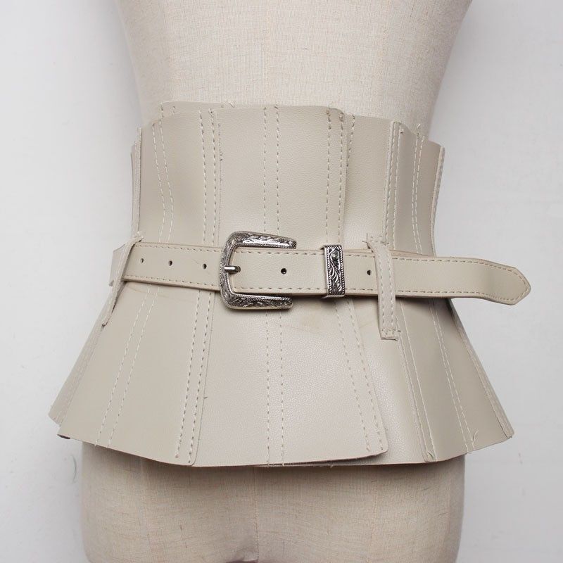 Women Corsets Faux Leather Fashion Lace-Up Buckle Wide Belts Clothes Accessories