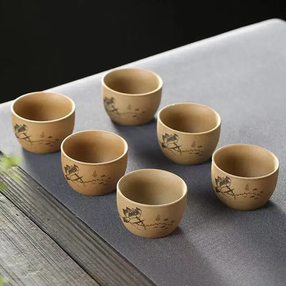 Rough Pottery Hand-painted Tea Cup Kung Fu Tea Set Chinese Cups Ceramic Teacups