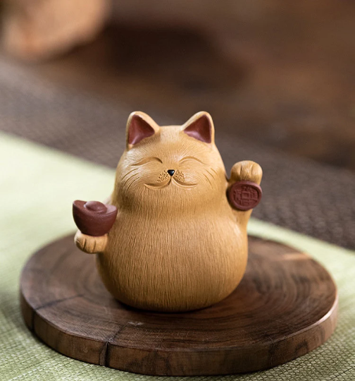 Purple Clay Tea Pets Cute Cat Zisha Crafts Decor
