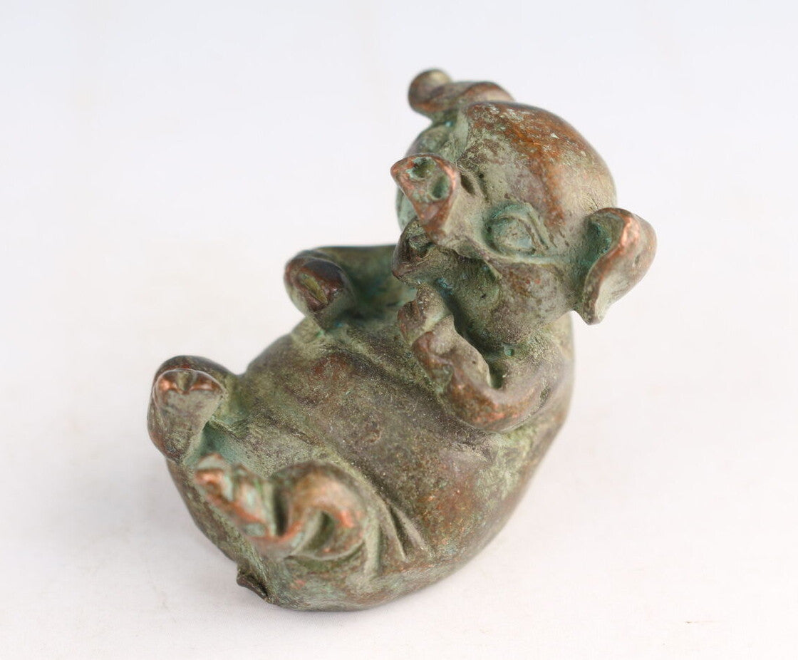 lovely China bronze pig statue figure tea pet Netsuke table decoration