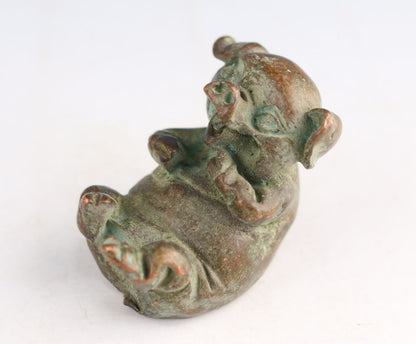 lovely China bronze pig statue figure tea pet Netsuke table decoration