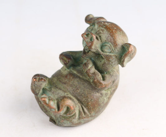 lovely China bronze pig statue figure tea pet Netsuke table decoration
