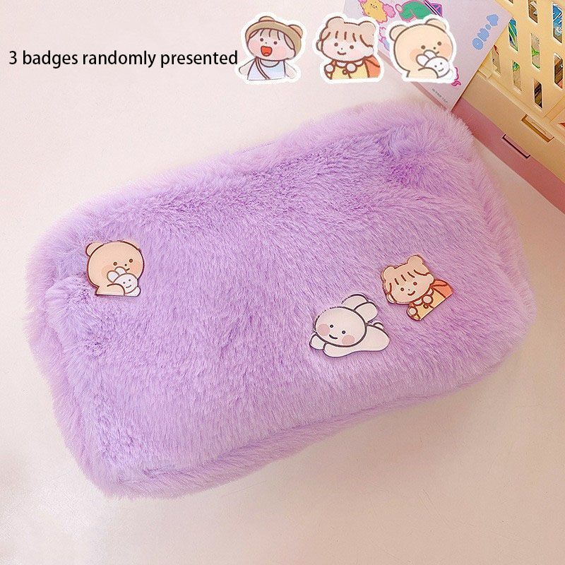 Plush Cosmetic Bag Student Large Storage Bag Travel Makeup Pouch Holder 16*24 CM