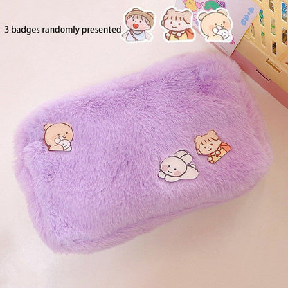 Plush Cosmetic Bag Student Large Storage Bag Travel Makeup Pouch Holder 16*24 CM