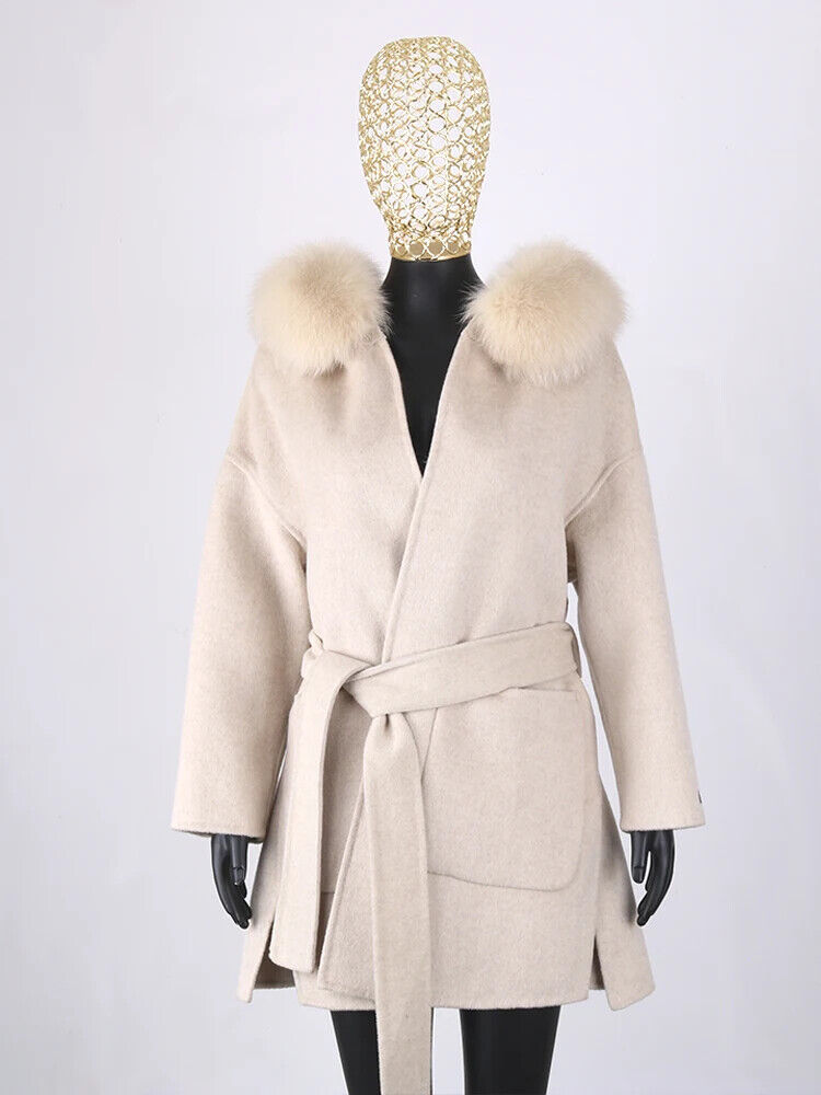 2023 Coat Collar Jacket Winter Outerwear Women With Belt