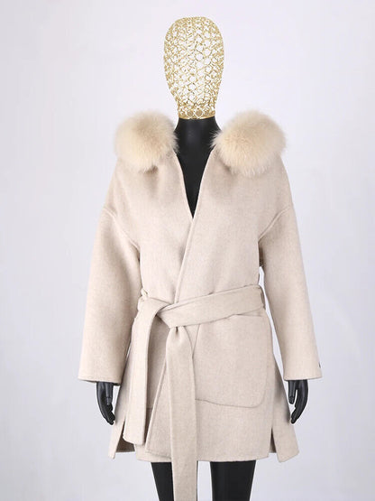 2023 Coat Collar Jacket Winter Outerwear Women With Belt