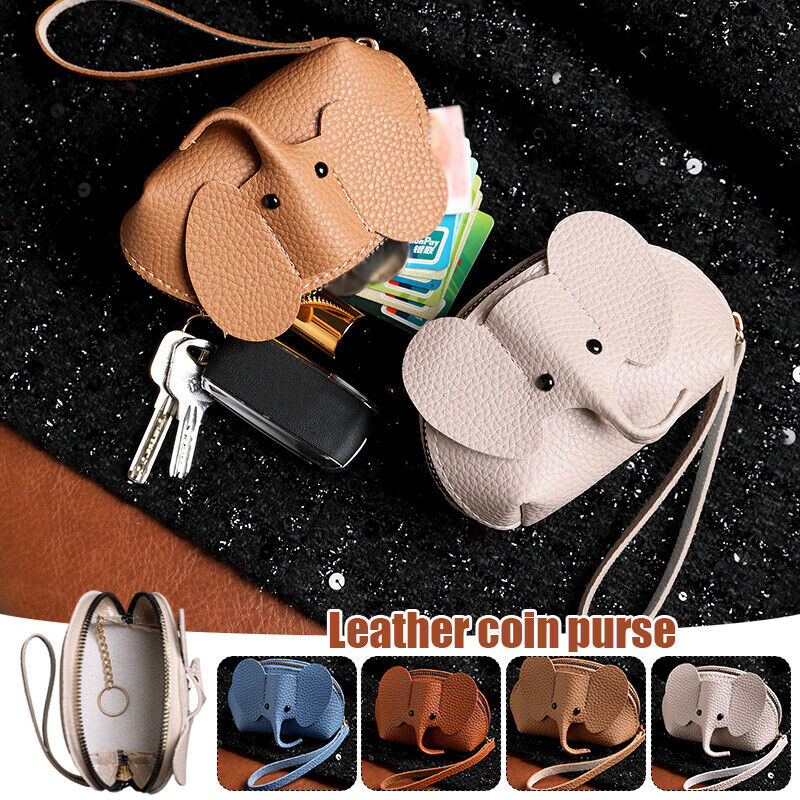Women PU Leather Elephant Shape Wallet Zipper Coin Mini Purse Key Kard Bag