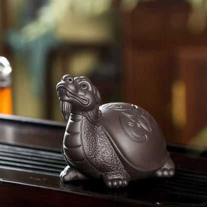 12cm Tea Ornaments Purple Clay Tea Set Luck Dragon Turtle Tea Pet Tea Ceremony