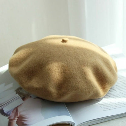 Berets Hat 100% Pure Wool French Artist Women Painter Vintage Warm Walking Cap