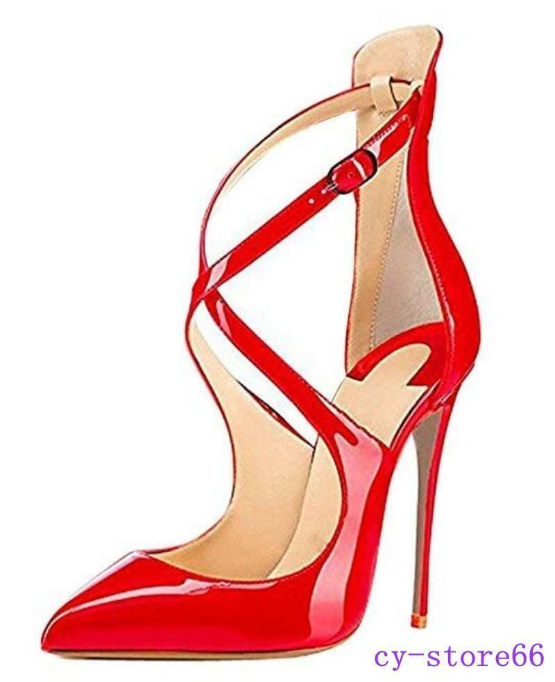Womens Sexy Pumps Crose Strap Strappy High Heels Pointed Toe Sandals US4.5-11.5