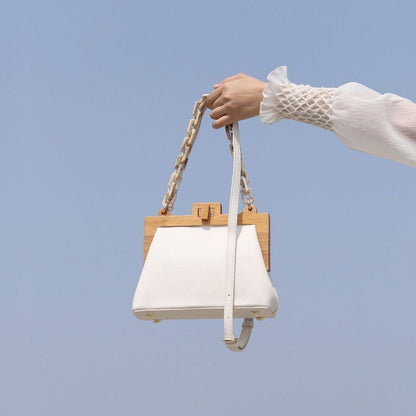 Bucket Bag Wooden Clip Bag Acrylic Chain Handbag Shoulder Purse 24*10*18 CM 1PC