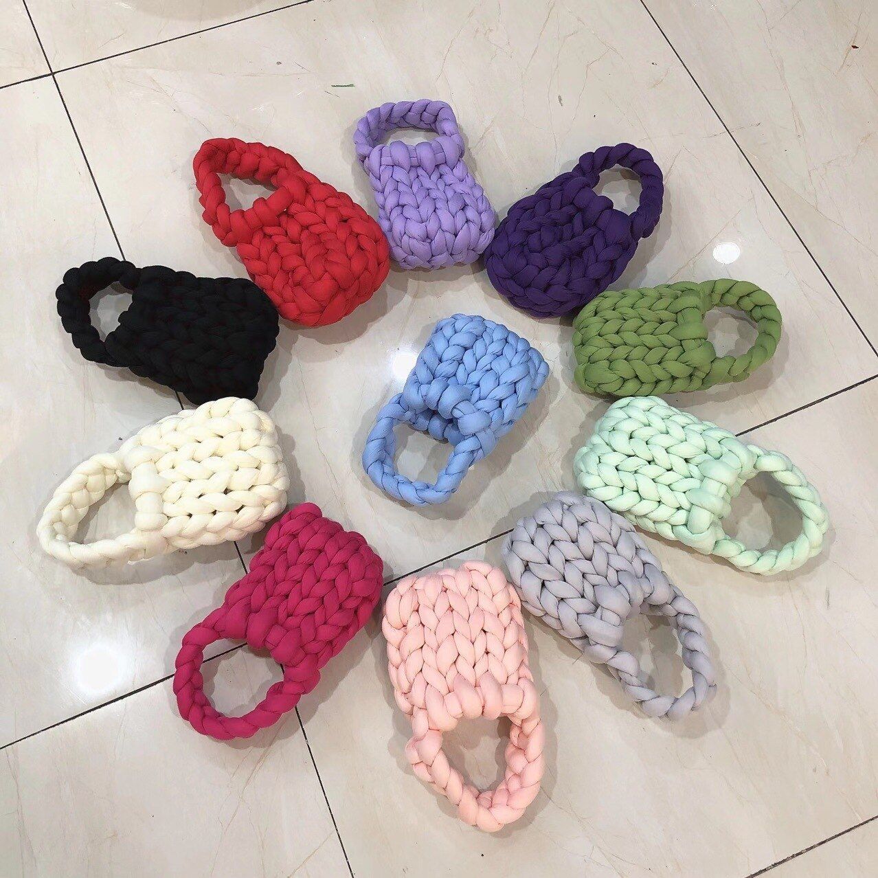 Thick Rope Woven Handbag Crochet Small Tote Bag Knitted Small Purse Cotton Totes