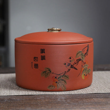 Sealed Tea Canister For Loose Tea Print Small Tea Caddy With Lid Zisha Clay New