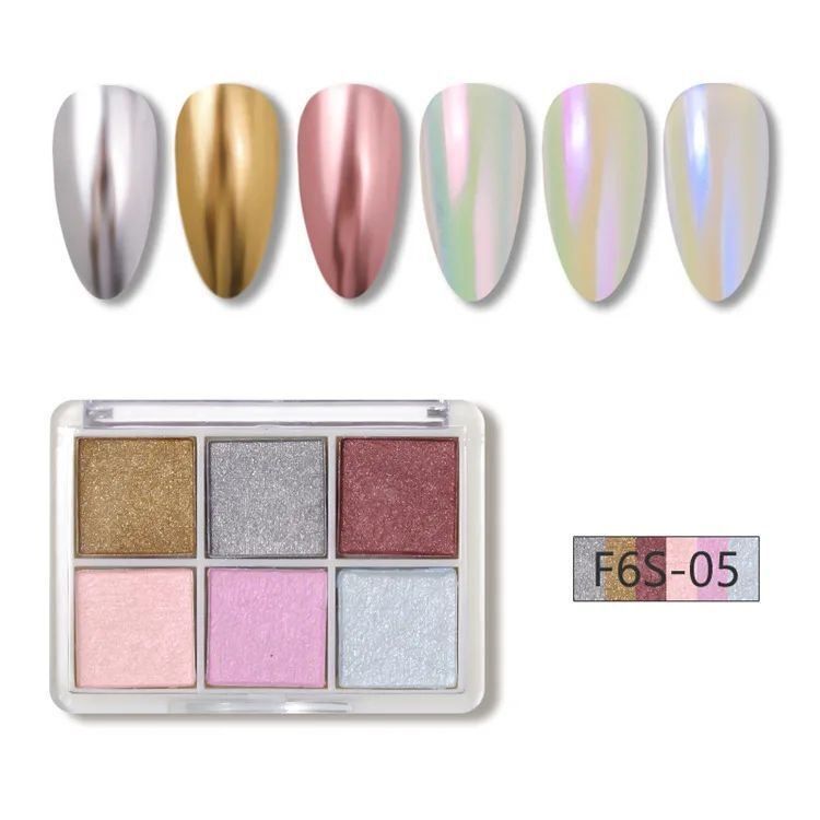 Nail Art Glitters 6 Colors Powder Metallic Laser Holographic Pigment Dust Polish