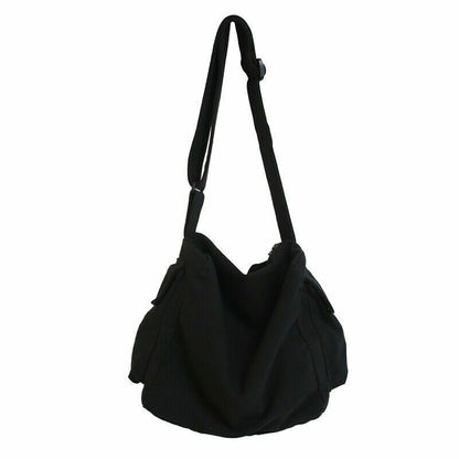 Portable Large Capacity Packages Solid Black Nylon Shoulder Bags Travle Bags