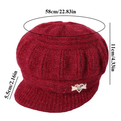 Women Winter Beanie Hats Short Brim Peaked Cap Mother Hats Pumpkin Hat Warm Soft