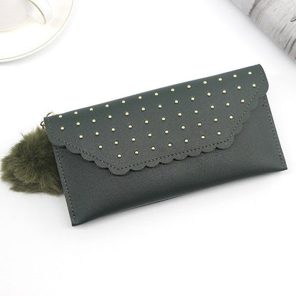 Wallet Retro Rivet Hasp Long Wallet Card Purse Synthetic Leather Phone Bag Purse