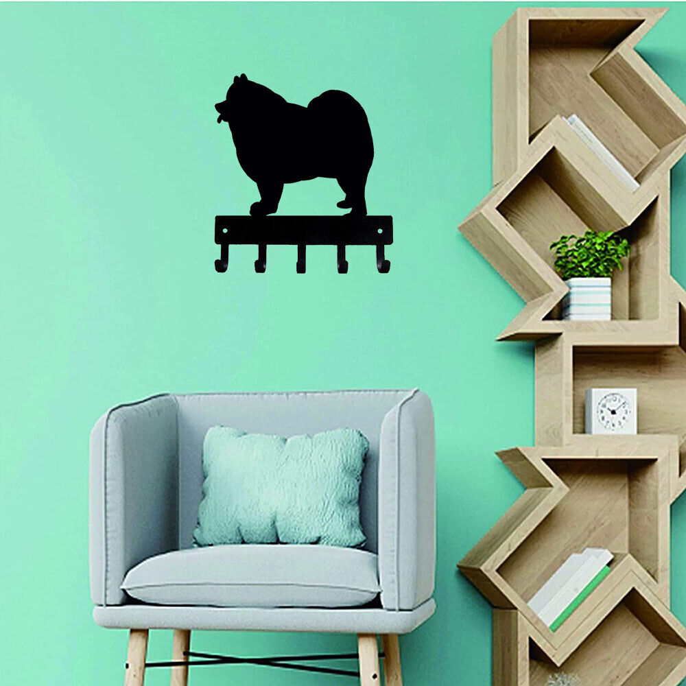 Samoyed Dog Key Rack Hanger - 6 Inch Wide/9 Inch Wide Metal Wall Art