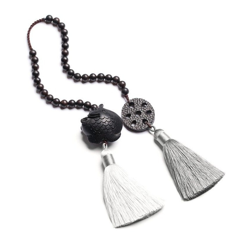 Ebony Fish Car Pendant "Year after Year Surplus" Luxury Rearview Mirror Charm