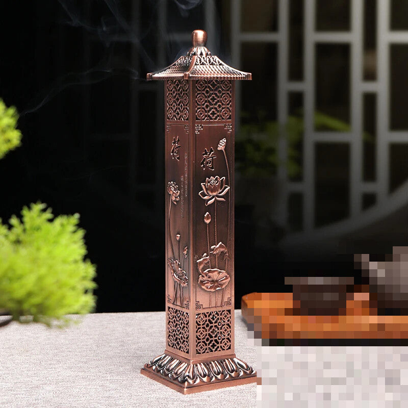 Lotus Zen Chinese Style Incense Column Incense Burner HomeTea Room Study Zen