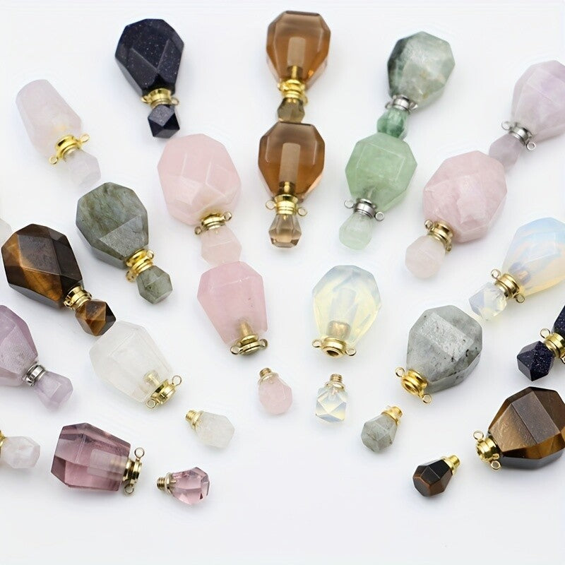 1pc Natural Crystal Perfume Bottle DIY Fashion Exquisite Pink Tiger's Eye