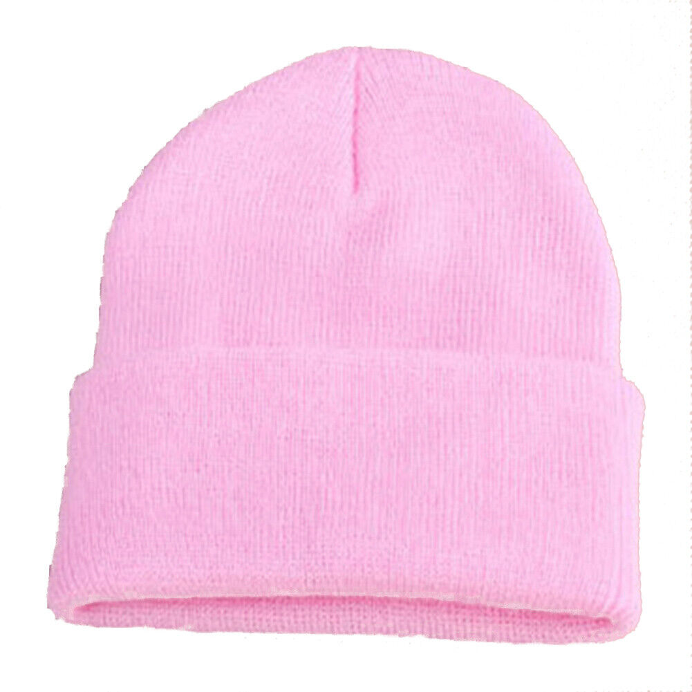 Beanie Hat Men Women Plain Knit Ski Cap Warm Elastic Skull Winter Cuff Thermal