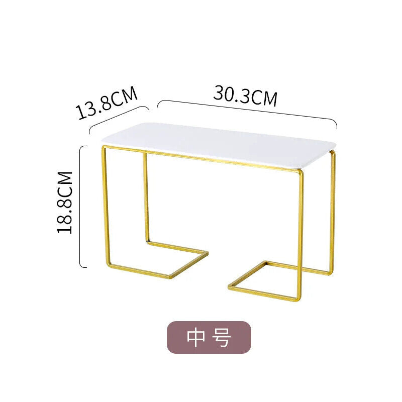 Cake Stand Wrought Iron Golden White Ceramic Plate Snacks Dessert Cupcake Holder