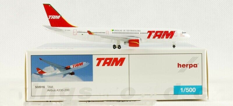 1:500 Herpa TAM AIRBUS A330-200 Passenger Airplane Diecast Aircraft Plane Model