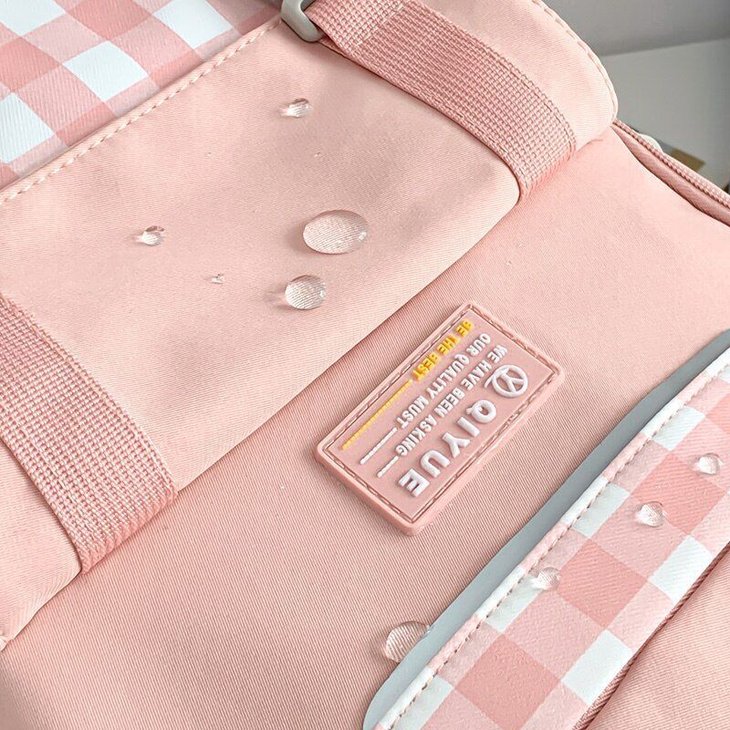 Plaid Waterproof College Backpack Laptop Traveling Book Backpack School Bag 1PC
