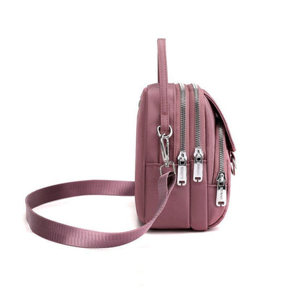 Fashion 3 Layers Women Small Handbag Durable Fabric Shoulder Bag Polyester Flap