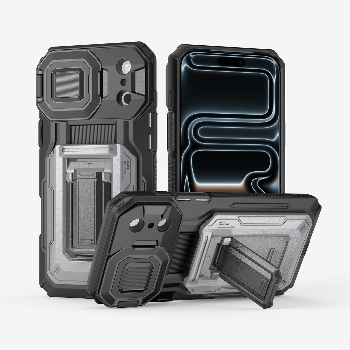 Rugged Mobile Phone Case with Card Slot F for iphone 17/16/15/14/13 Pro Max Plus