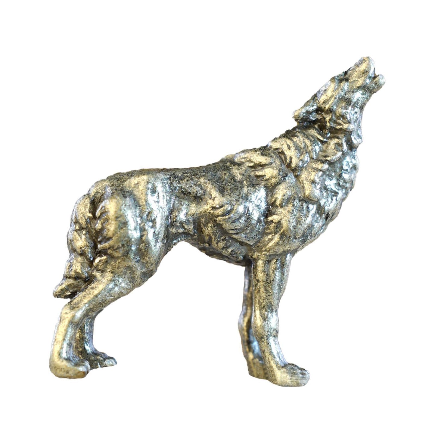 Copper Alloy Wolf Statue Small Lifelike Home Decor for Sand Table Bedroom