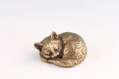 Mini Chinese bronze handmade fortune cat statue tea pet collection netsuke