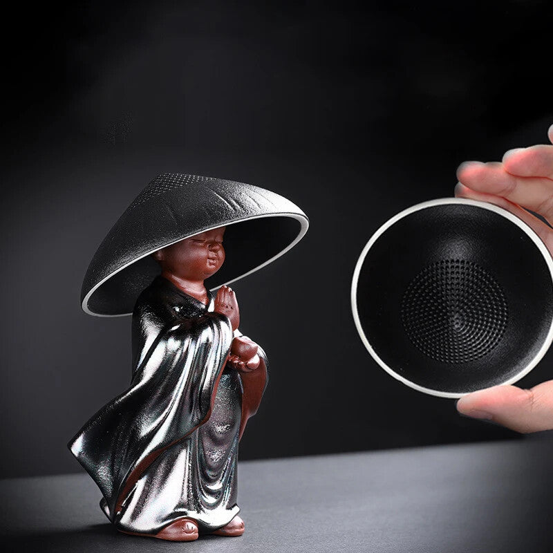 Ceramic Tea Strainer Filter Chinese Kongfu Porcelain Tea Filter Buddha Monk