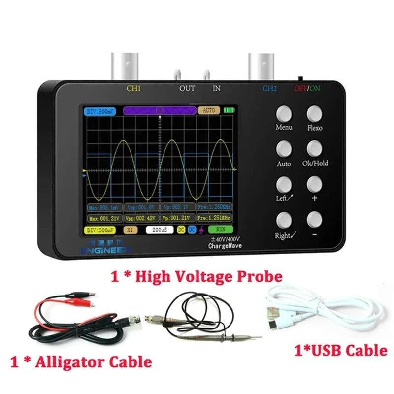Dual Channels Digital Handheld Oscilloscope PWM 50M 10Mhz Sampling Rate 2.5KSa/S