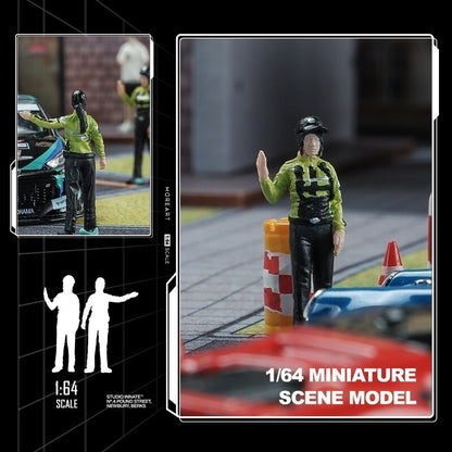 1/64 Scale Figure Model Police Officer Directing Traffic Scene Model Toy