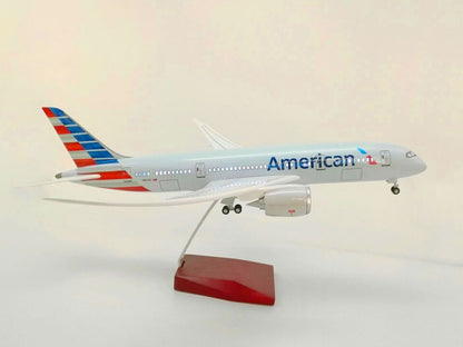 44CM American BOEING 787 Aircraft Led Sound-controlled Light Resin Plane Model