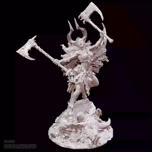 1/24 resin figure model Fantasy Double Axe Female Fighter 3D Print unassembled