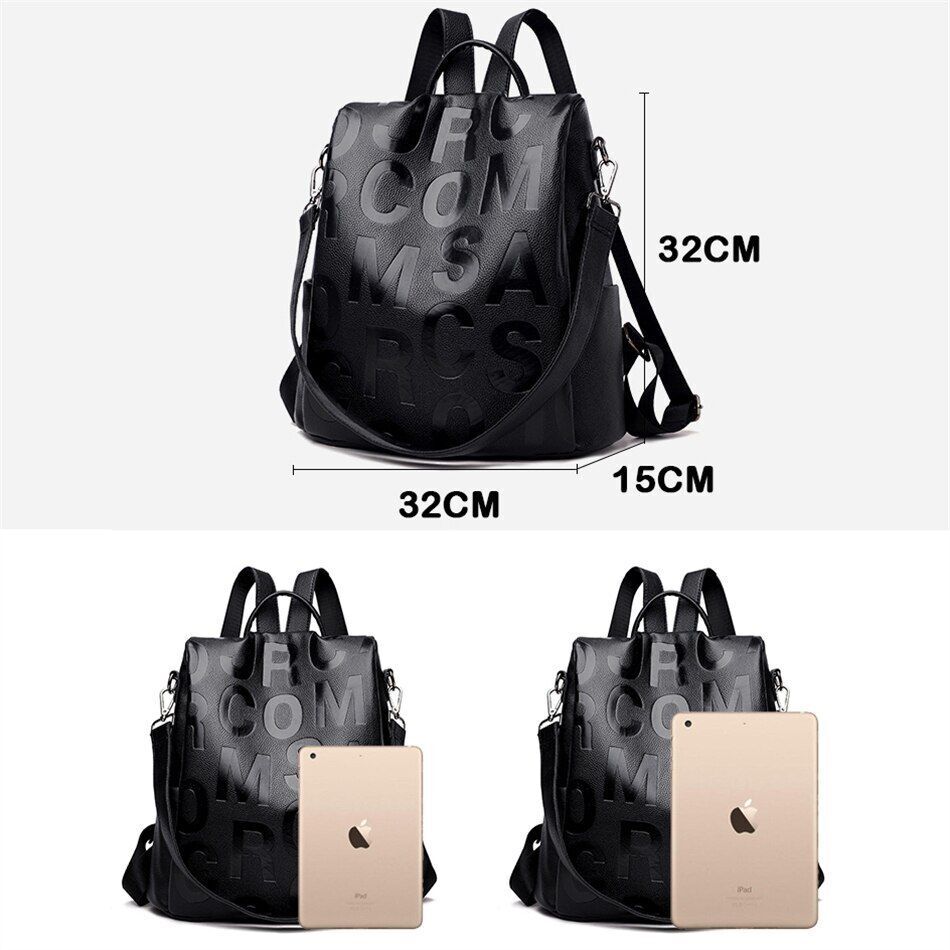 Anti-theft Backpack Soft Synthetic Leather Rucksack School Bags Large Traveling
